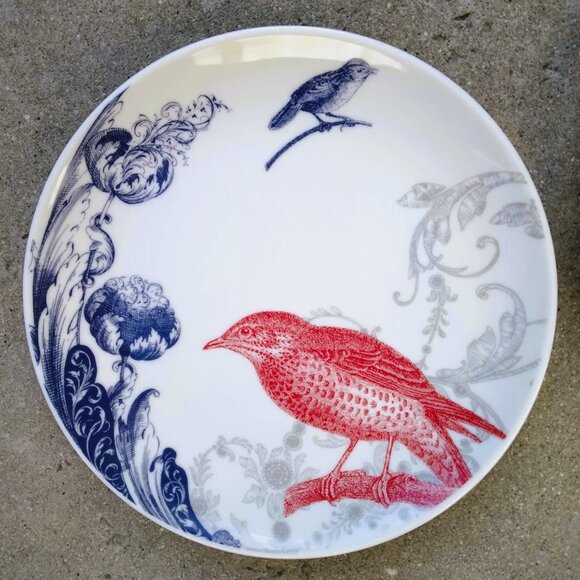 Lovely Set of 4 Porcelain Hand Painted Enameled Plates with Arabesques/ Red Song - Picture 2 of 15